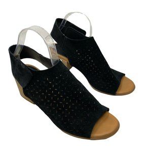 Kork-Ease Leather Clog Sandals 10 Cayleigh Black Suede Shoes Slingback Korks